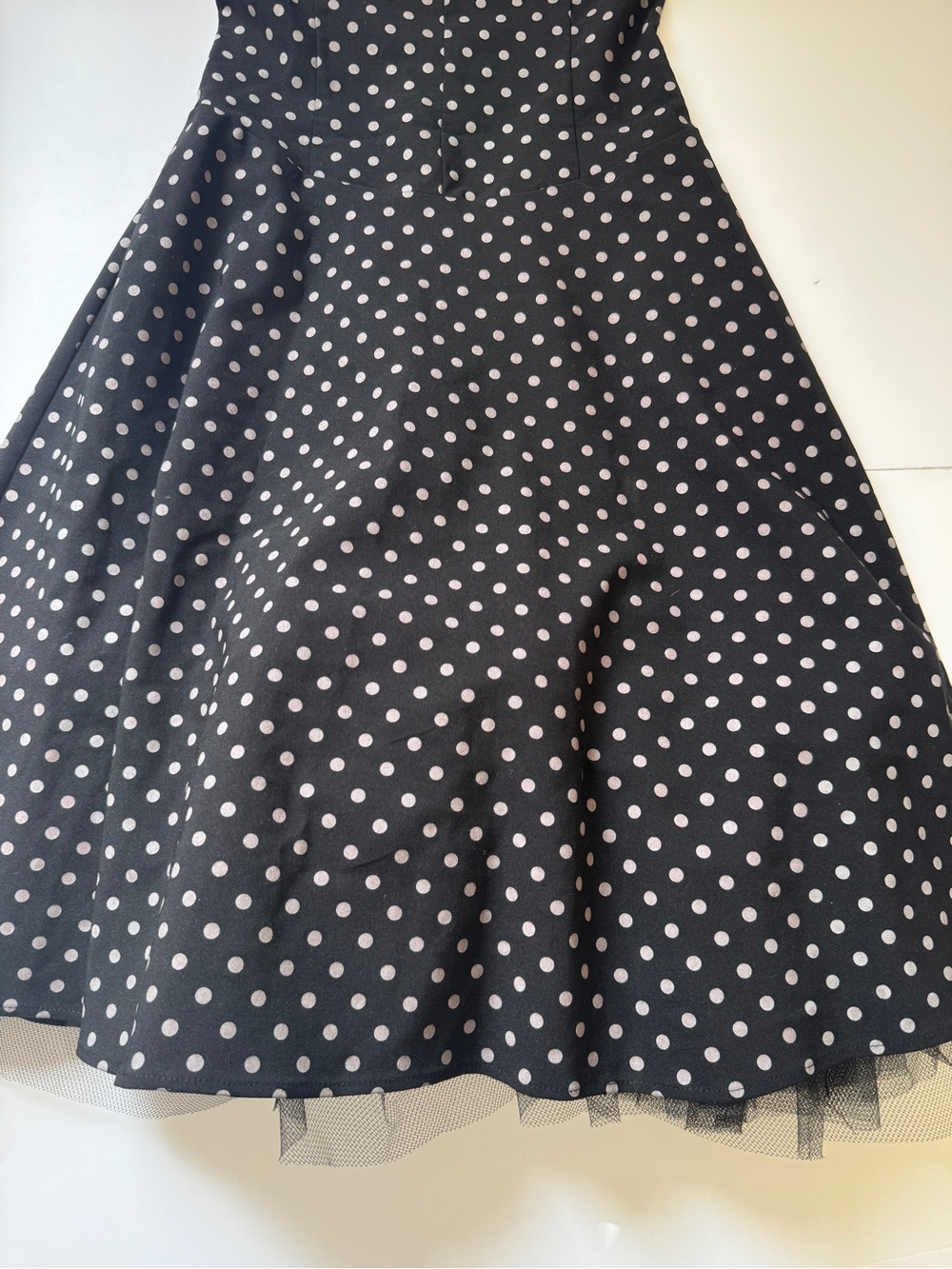 Be Smart Dress Polka Dot Crinoline Flair Retro Pin Up Black White Sz S - Picture 8 of 12